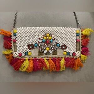 America & Beyond beaded & embellished convertible clutch/crossbody